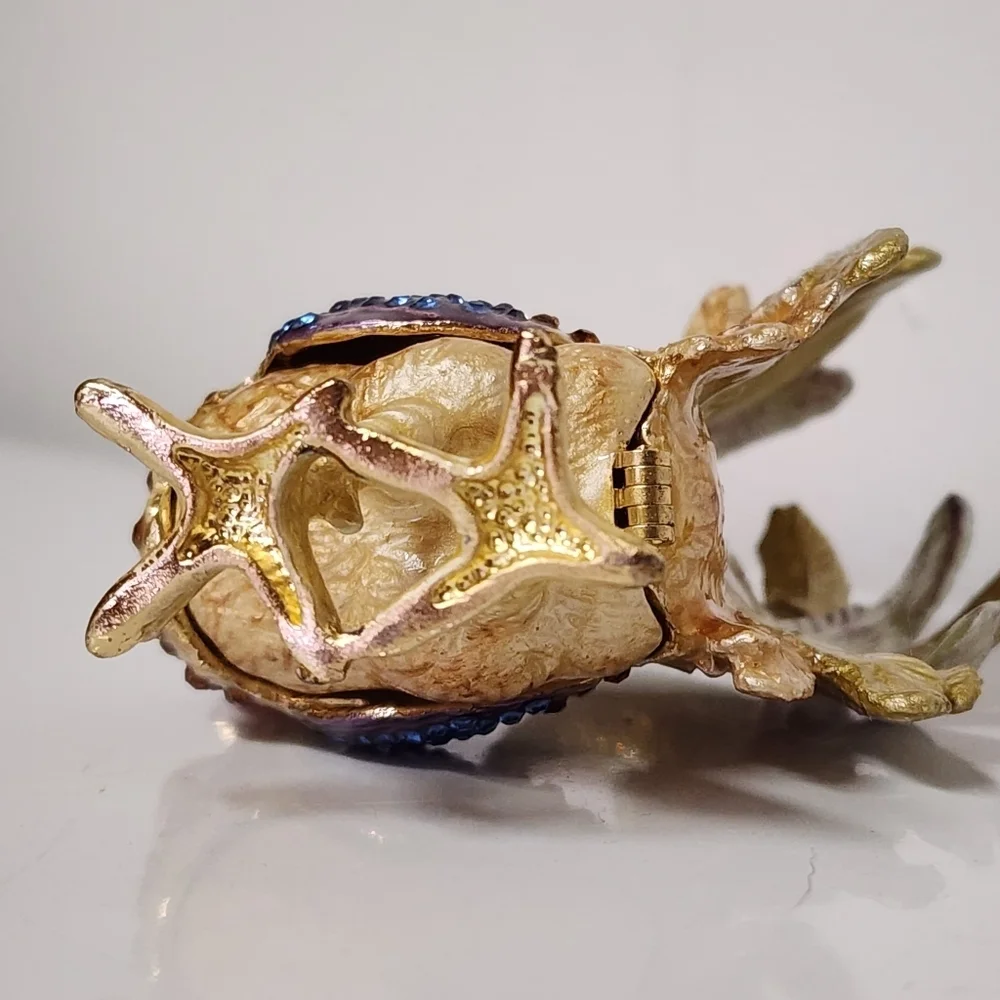 Vintage Trinket Box Rooster Jeweled Rhinestone Enameled Magnetic Close Funky